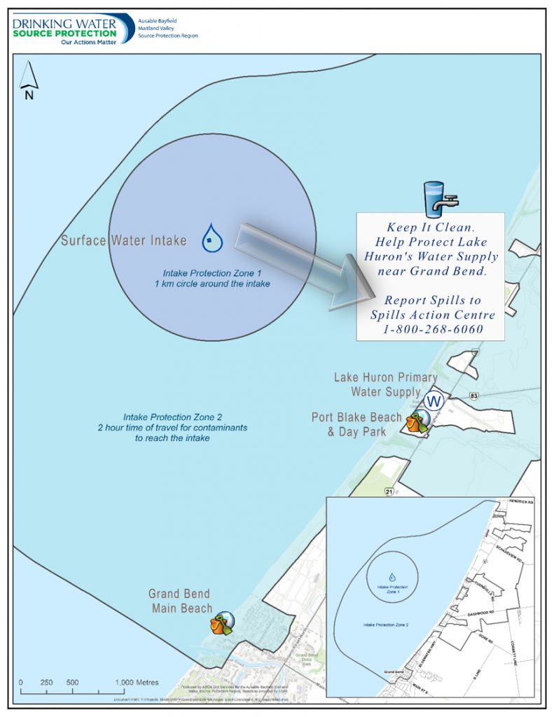 Intake protection zones of Lake Huron Primary Water Supply System in Port Blake near Grand Bend.