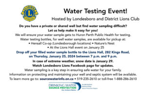 Social media post for well water testing event in Londesborough.